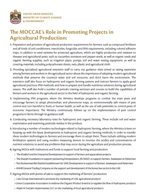 The MOCCAE’s Role in Promoting Projects Agriculture...